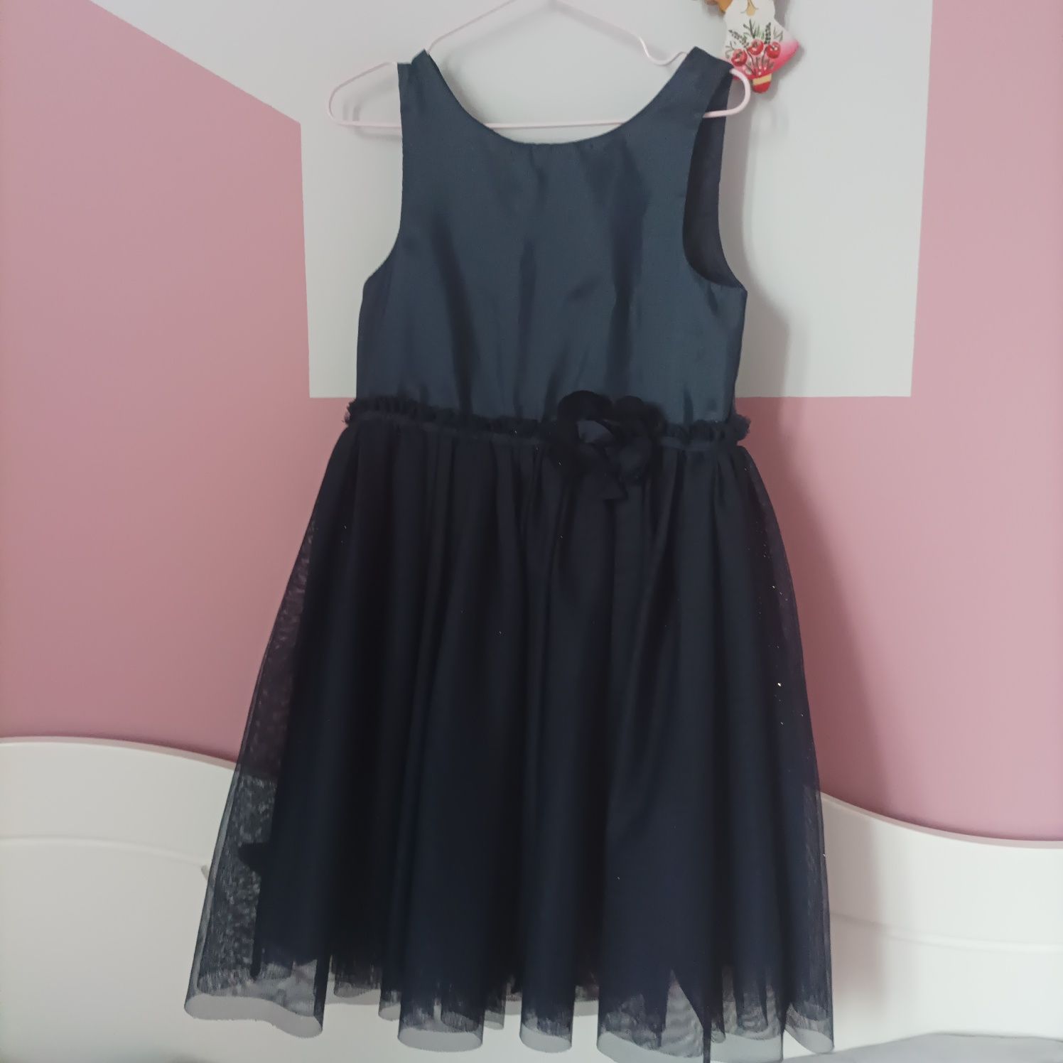 Granatowa elegancka sukienka dla dziewczynki H&M rozmiar 4-6 lat
