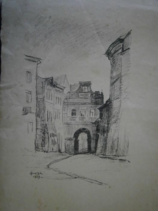 Obraz , grafika , Maksymilian Brożek , Lublin . wym. 47x34 cm.