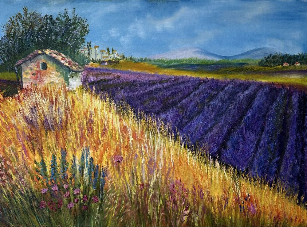 Картина олійними фарбами « Лавандове поле»