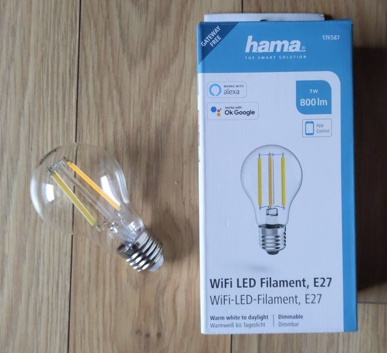 Hama żarówka LED E27, Wi-Fi, filament, 7 W (60W)