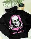 Skull Pink Carhartt — Худи черное Кархарт — XS S M L XL — BIG Лого