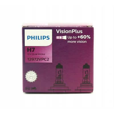Żarówki H7 12V 3200K +60% 2Szt Philips Visionplus