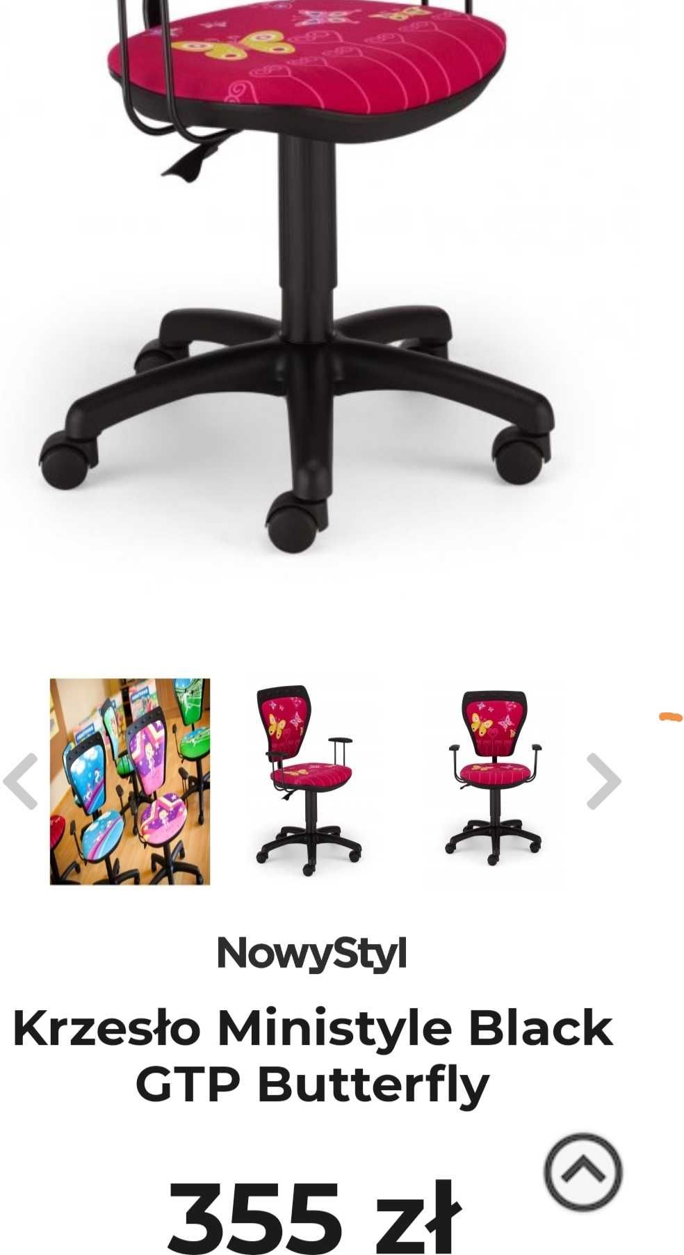 Krzesło obrotowe biurkowe dla dziewczynki