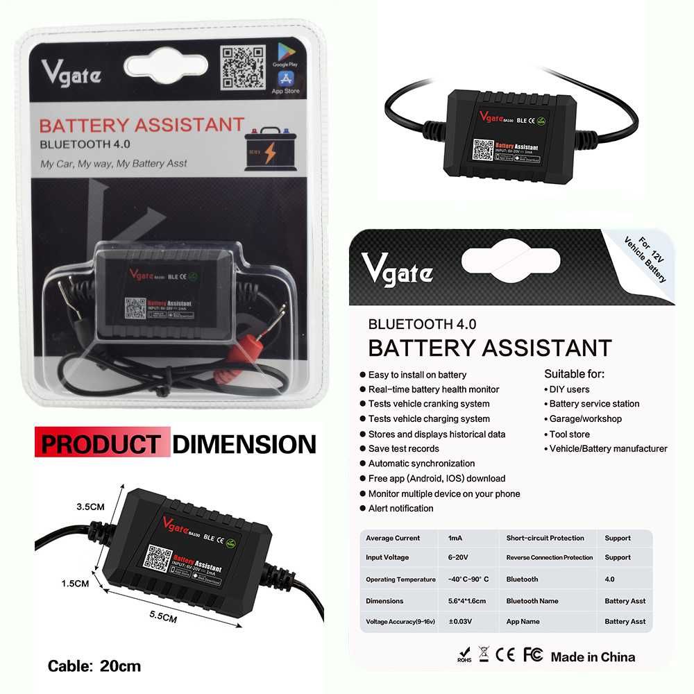 Miernik tester akumulatorów samochodowych Vgate BA100 12V Bluetooth