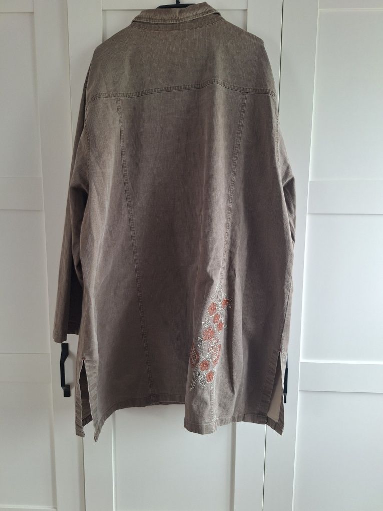 Zielona długa koszula khaki 4/5/6XL rękaw 3/4