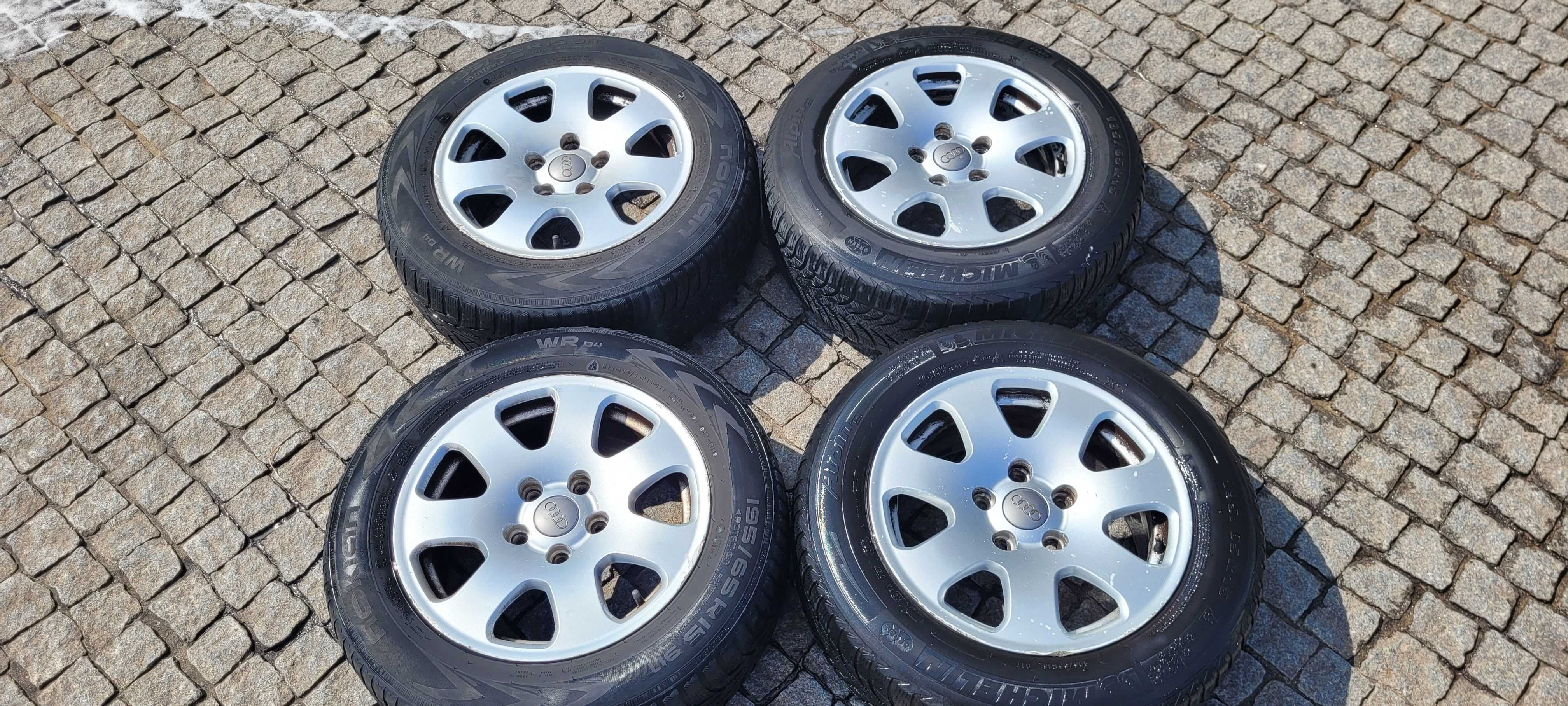 4 Jantes ORIGINAIS AUDI R15" 5x112 Et39 com Pneus a meio piso195/65/15