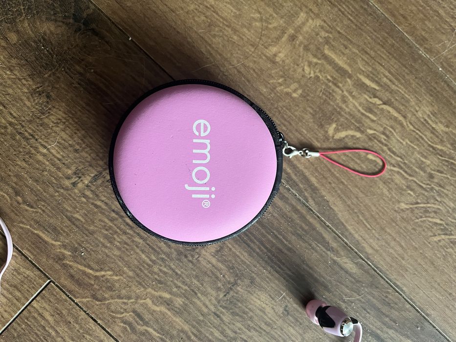 Słuchawki douszne_dokanałowe różowe + etui_ jak nowe