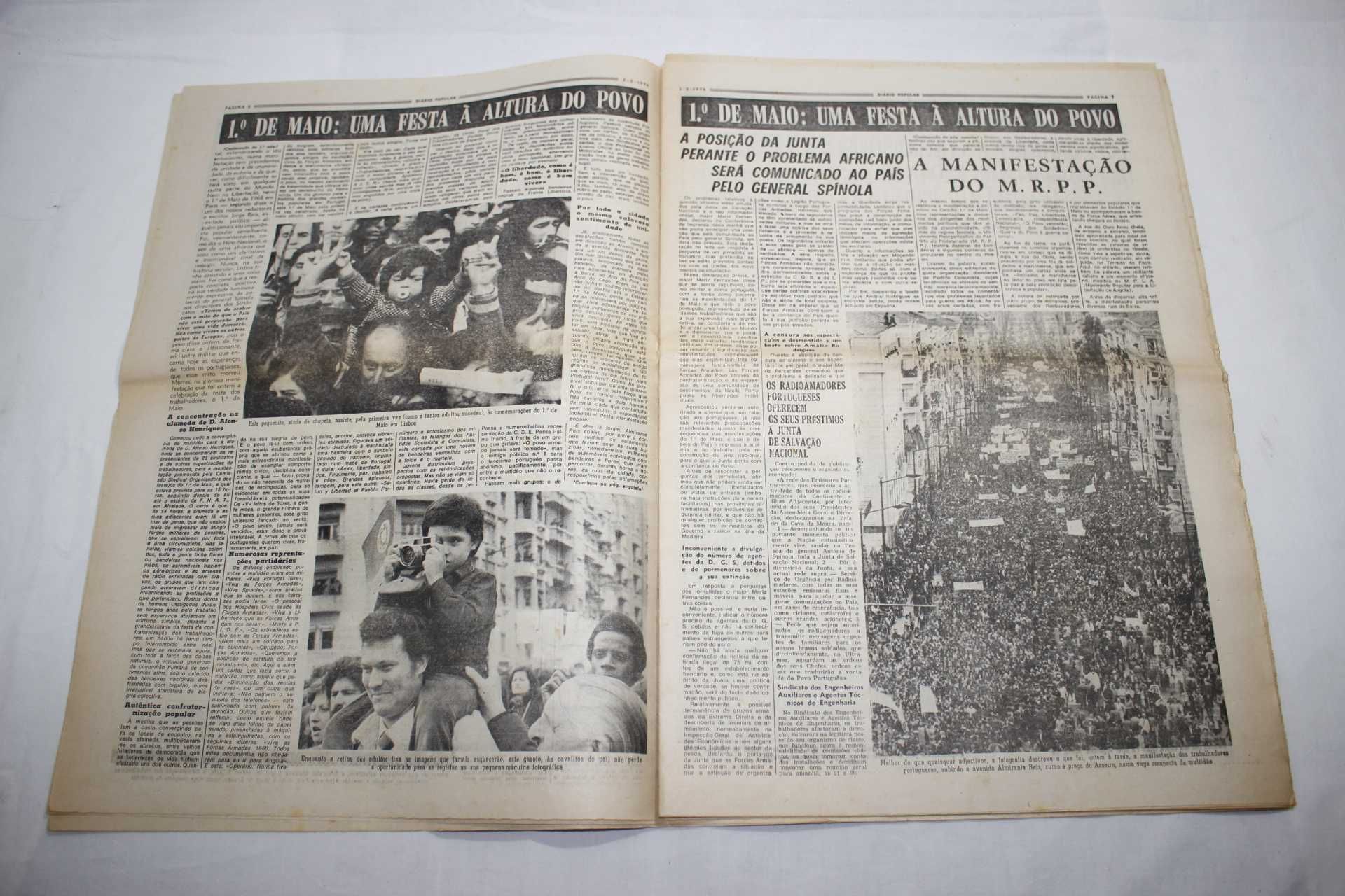 Jornal - Diário Popular - Lisboa - Relativo ao 1º de Maio 1974