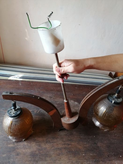 Żyrandol stary drewniany stary prl