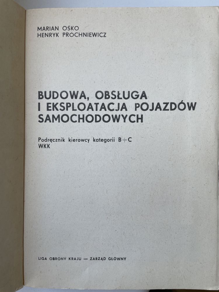 Budowa, obsluga i  eksploatacja POJAZDÓW SAMOCHODOWYCH