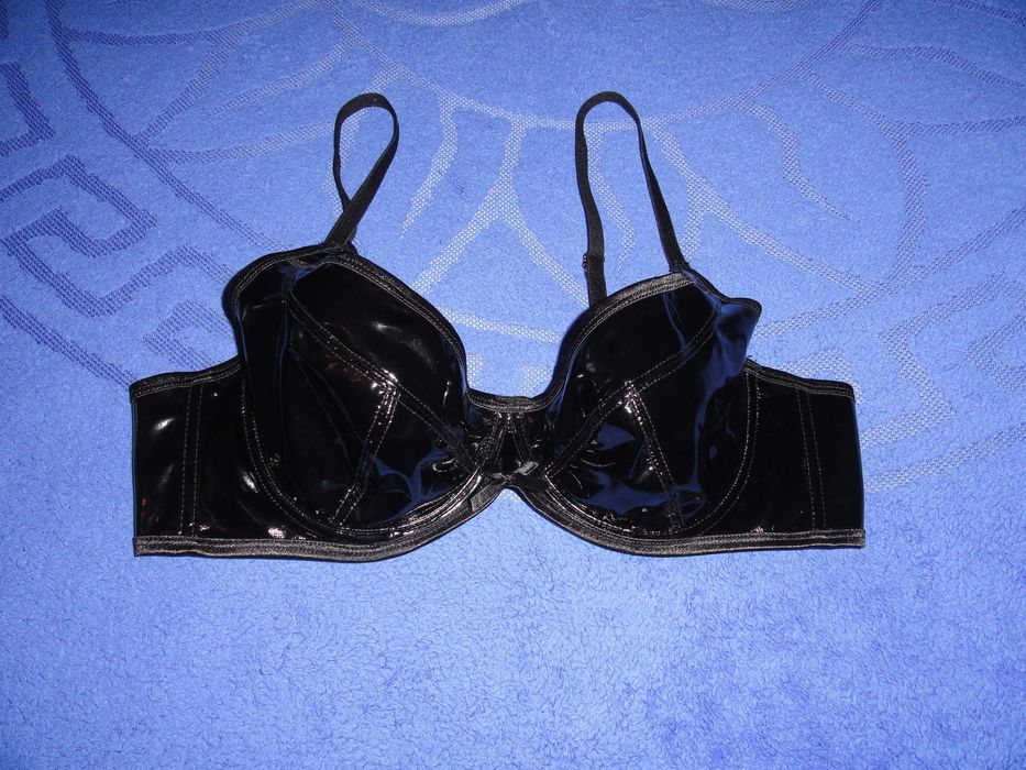 Кожаный стрейчевый бюстгальтер (эко кожа лак)