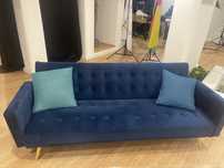 Sofa cama veludo - Azul  - impecavel