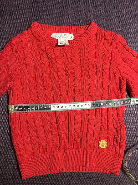 Червоний рожевий светр вʼязаний косами Polo Ralph Lauren