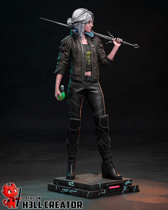 Figurka Ciri, Cyberpunk 2077, Wiedźmin, Żywica, Ręcznie Malowana