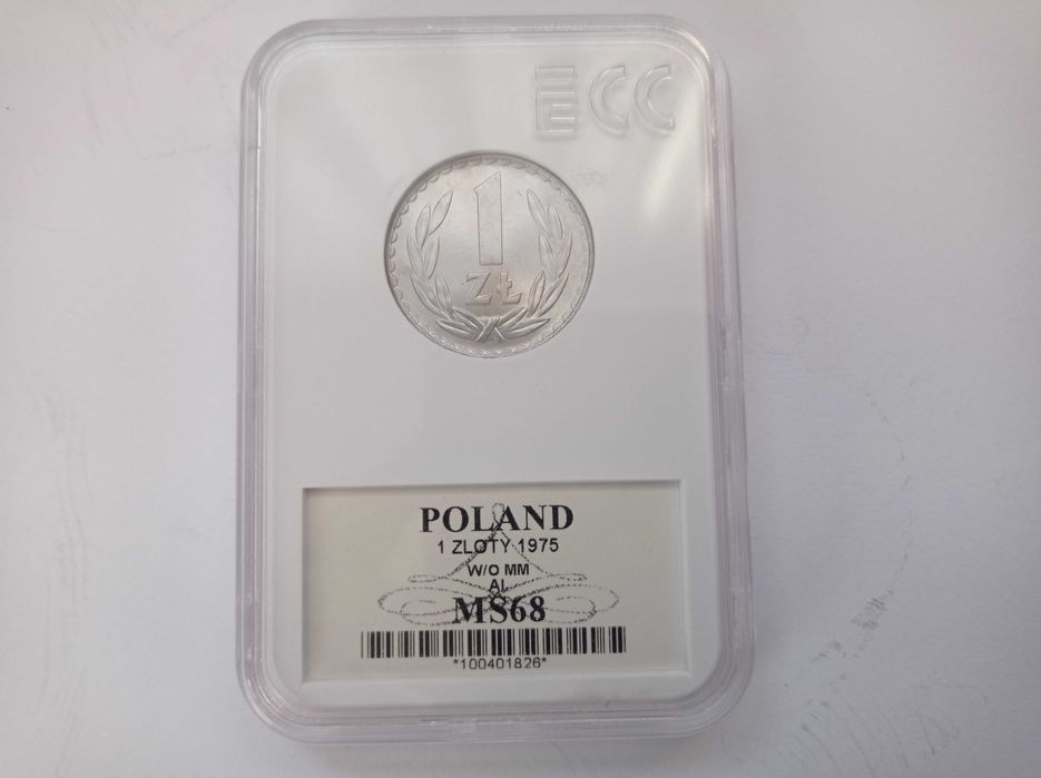 Moneta 1 zł 1975 - MS68 - certyfikat.