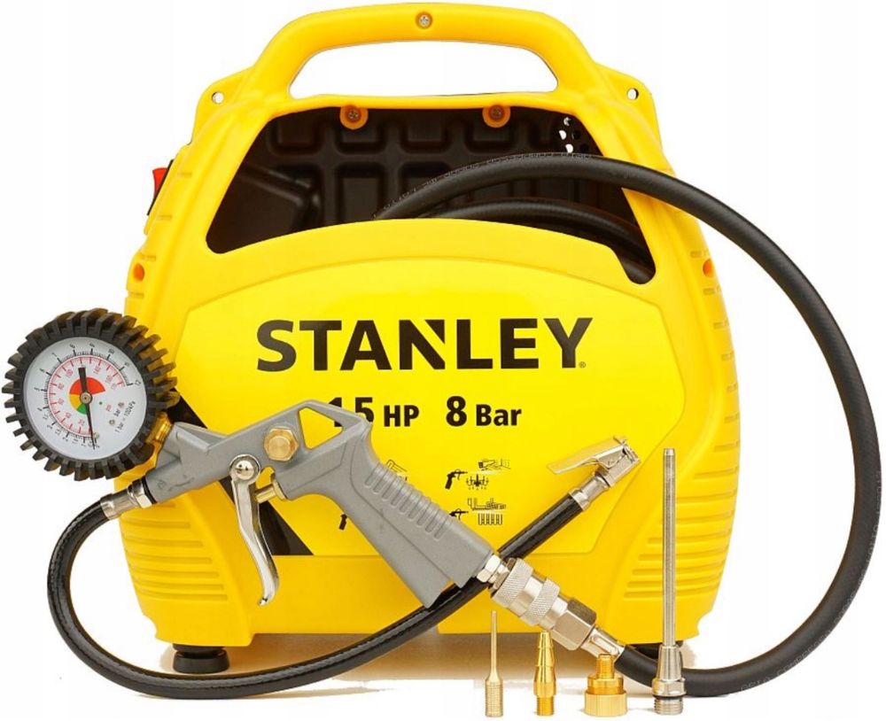 STANLEY Kompresor Bezolejowy 8 Bar 1100 W Sprężarka + Zestaw