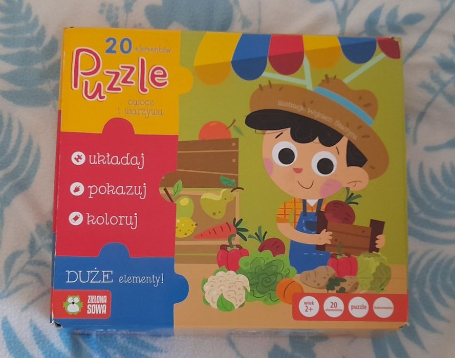 Puzzle dla dziecka "Owoce i warzywa". 20 DUŻYCH elementów.