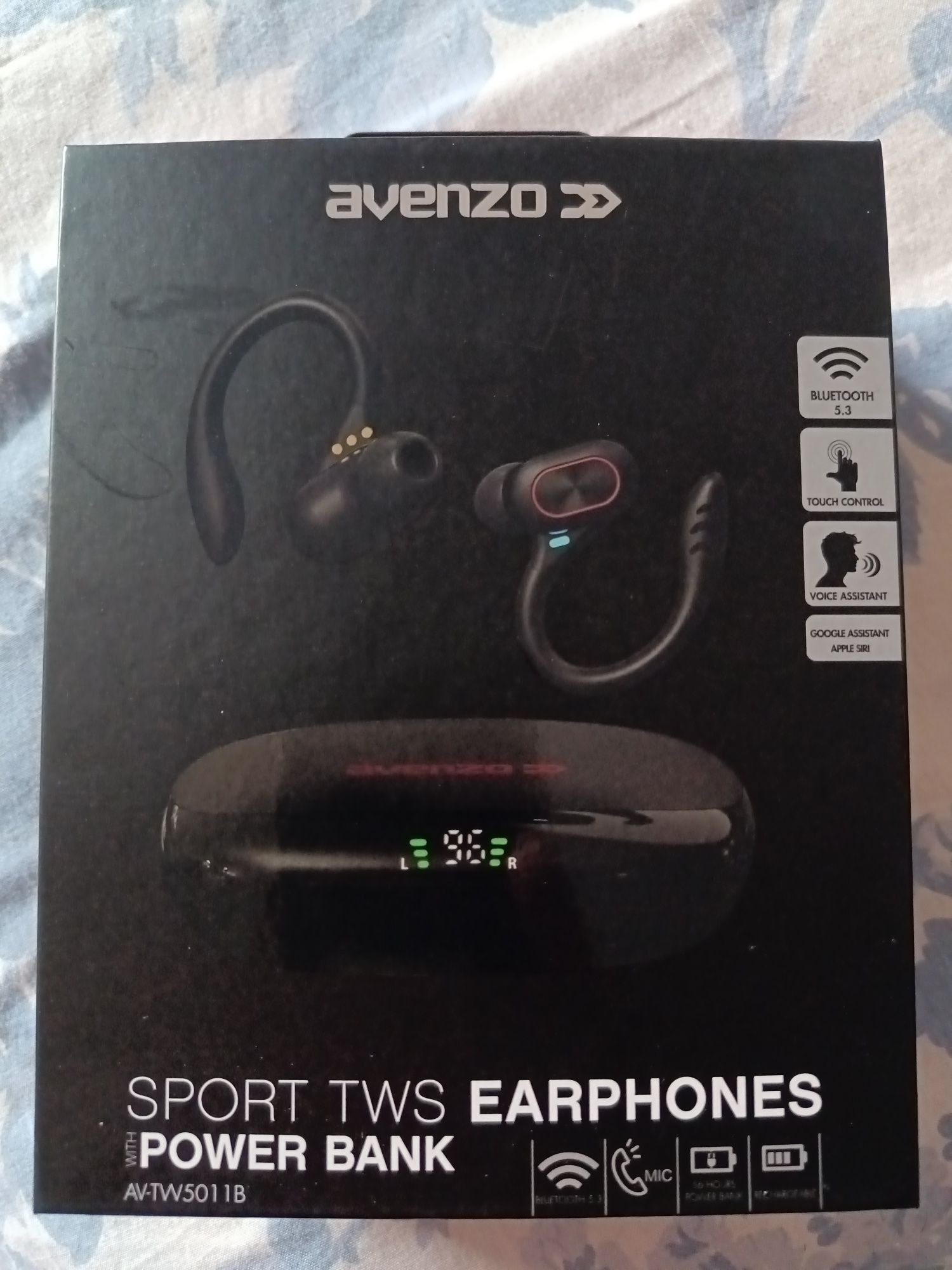 Auriculares Desportivos true Wireless com Power Bank