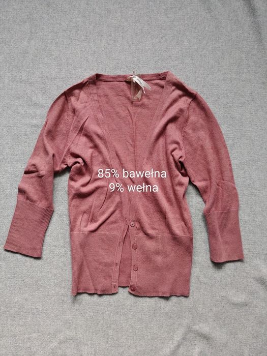 Różowy kardigan Next 14/42 bawełna wełna