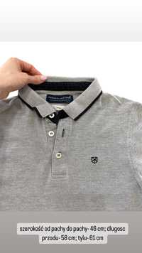 T-shirt polo Jack&Jones Premium S krótki rękaw bawełna wiskoza szara