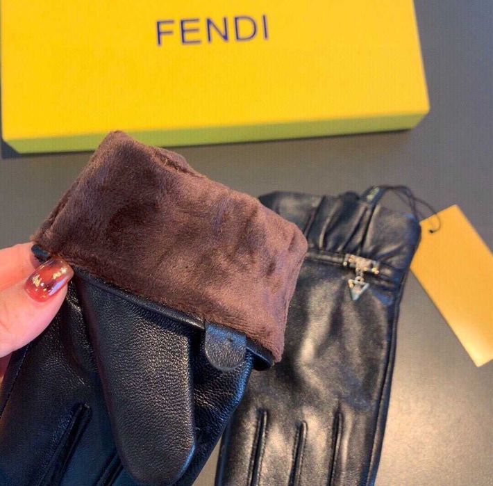 FENDI jesień-zima falowe rękawice z owczej skóry pierwszego poziomu