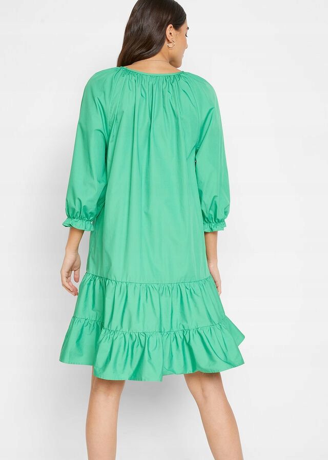 B.P.C bawełniana sukienka zielona z falbanami ^46