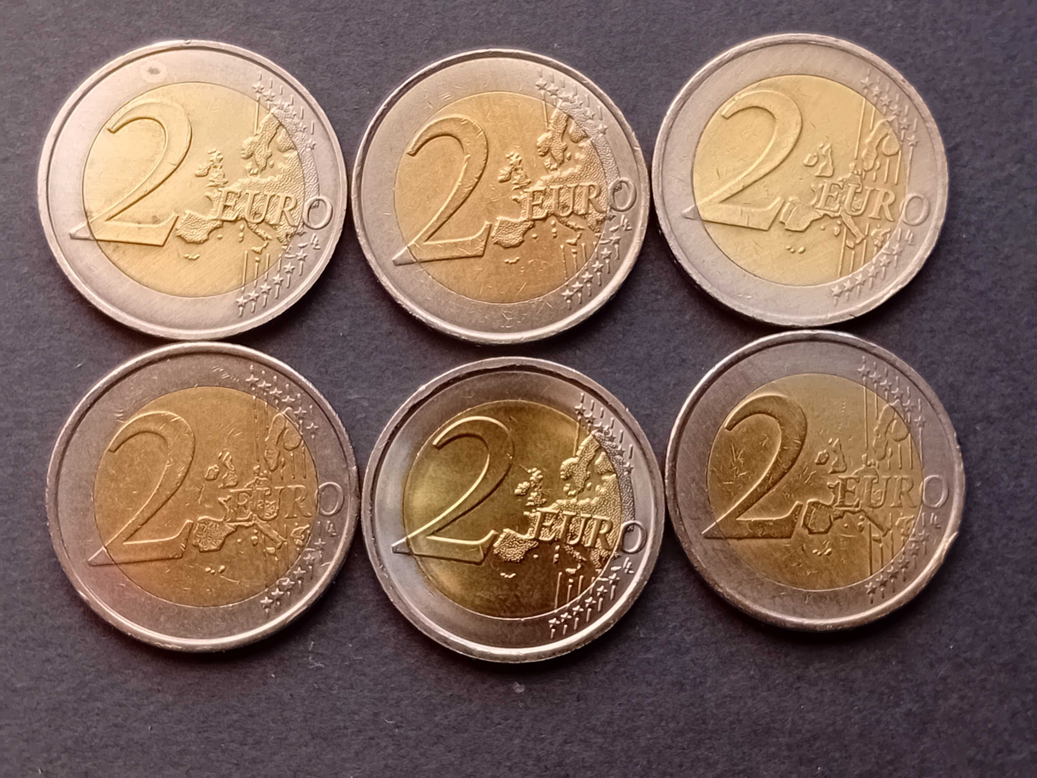 6 moedas de 2€ 2002/05/10/18/22 diversos paises, raras, ver descrição