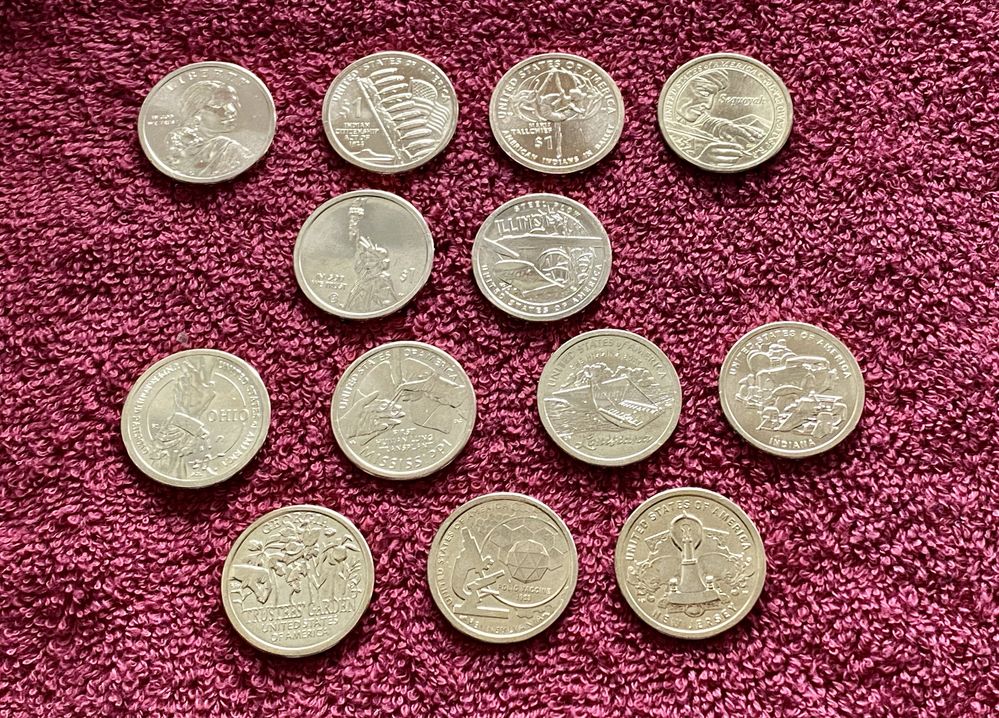 Монети США UNC  (долари, квотери, центи)