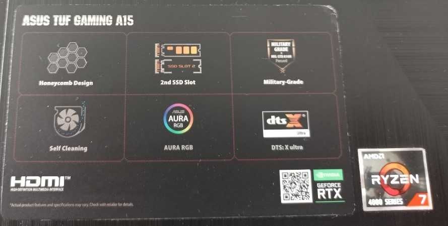 ASUS TUF Gaming A15 AMD4800H 8 rdzeni/16GB/RTX 2060 6GB, 2x SSD 1 TB !