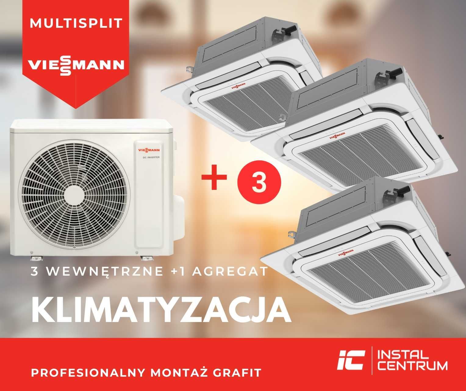 klimatyzacja Viessmann MULTISPLIT na 3 pokoje, KASETA, MONTAŻ