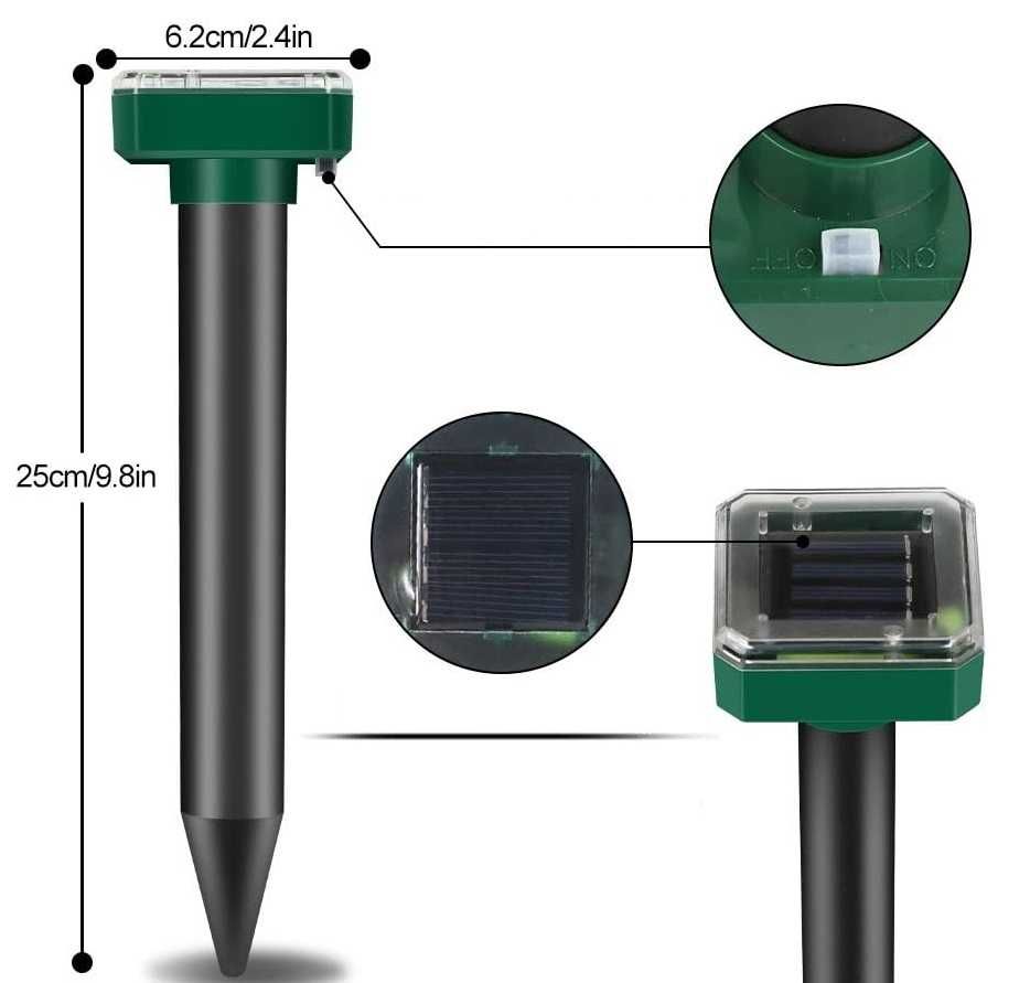 2 x Mocny Solarny Odstraszacz Kretów na kreta Zwierząt Gryzoni Nornic