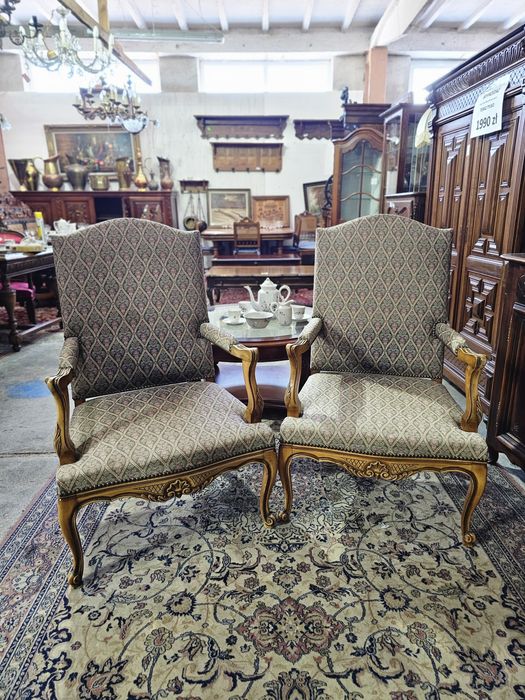 Fotel Ludwik 2 szt kwiaty #676 Antyki Stylowy Węgrów