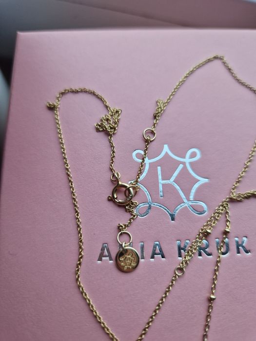 Naszyjnik Księżyc Moon Ania Kruk srebro pozłacane 24k złotem czarny