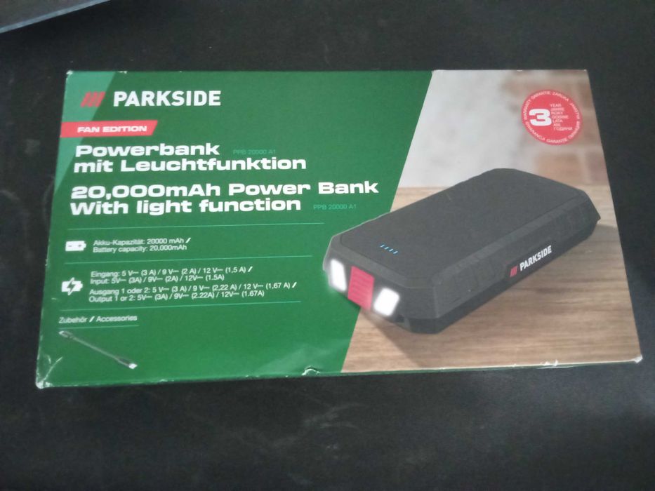 Powerbank Parkside 20 000 mAH, nowy bez plomby