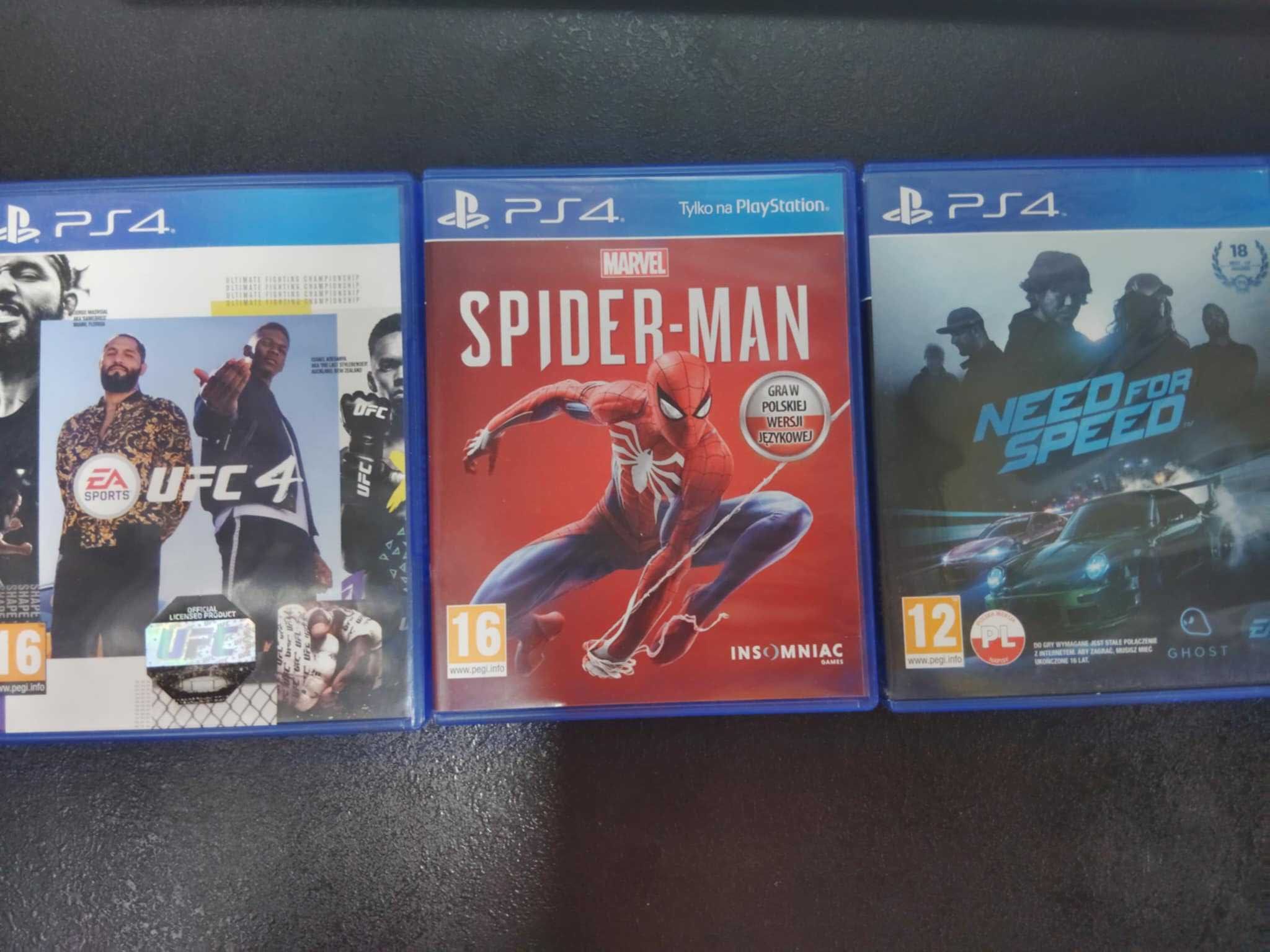 Zestaw 3 gier PS4 UFC 4, spiderman, nfs