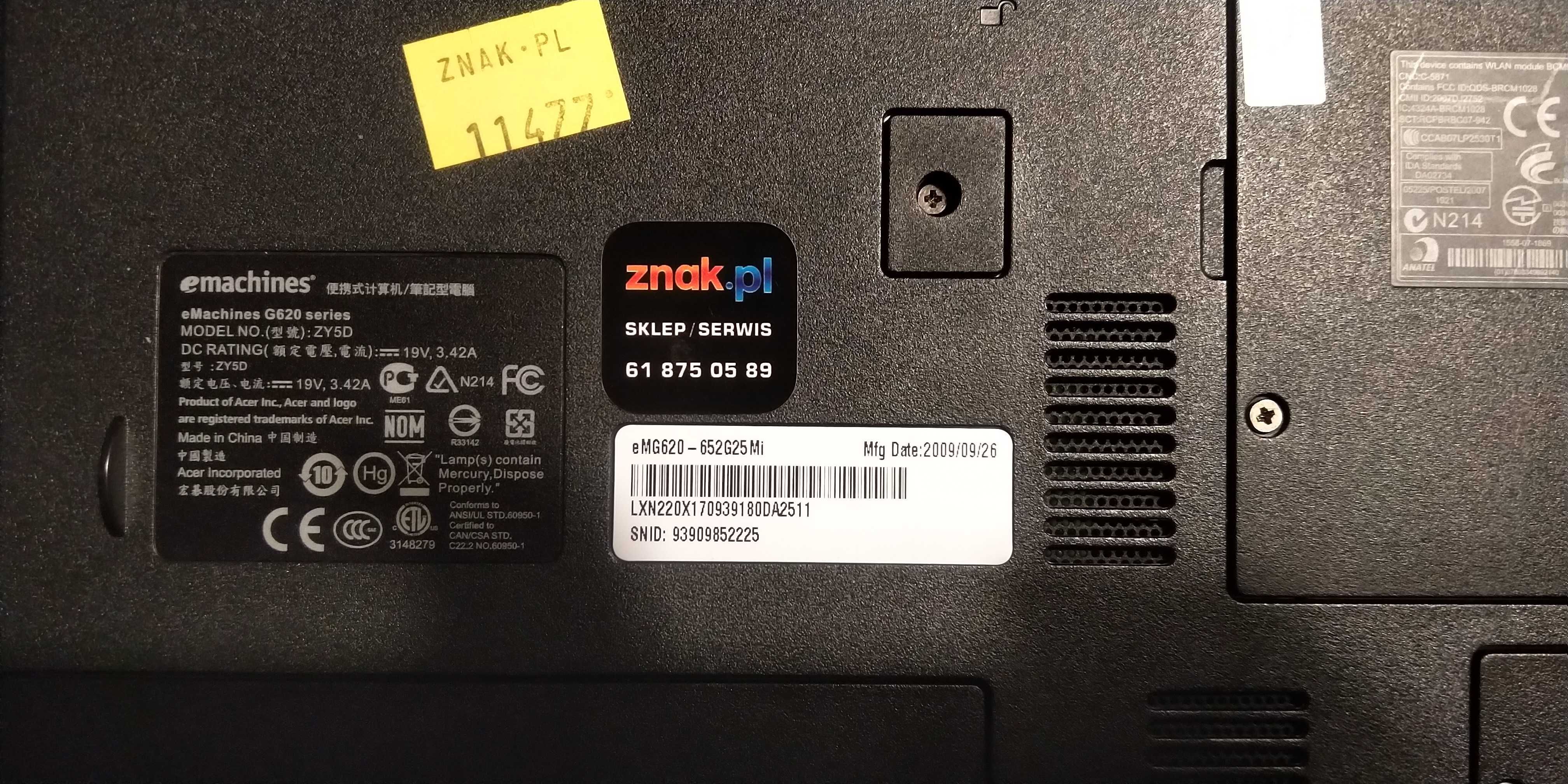 Notebook eMachines eMG620
