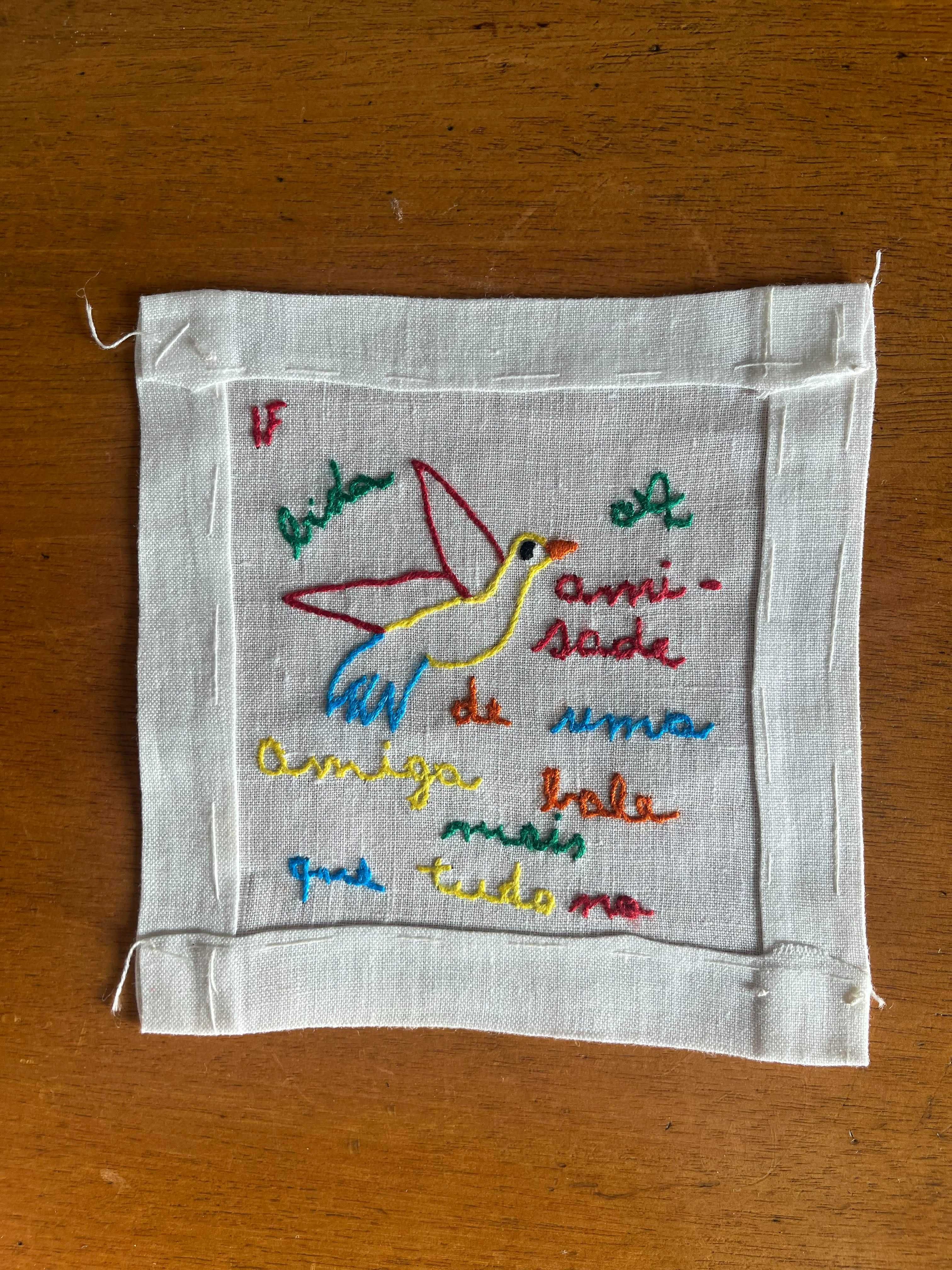 Coleção de 5 Lenços de Namorados 15x15cm em linho, para emoldurar