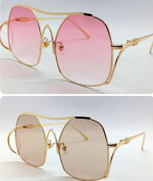 Miu Miu очки женские модные брендовые градиент в золотом металле