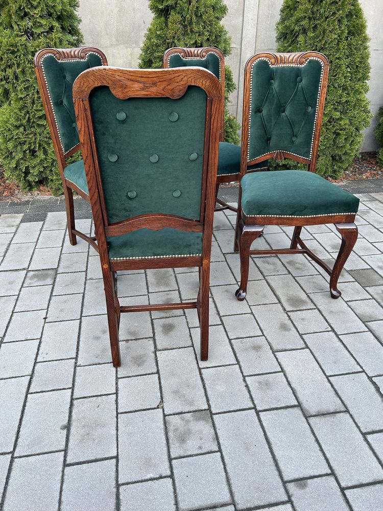 Antyczne Debowe krzesla Ludwikowskie po renowacji