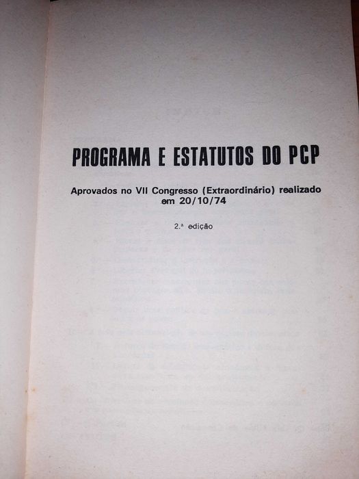 Livro Programa Estatutos do PCP