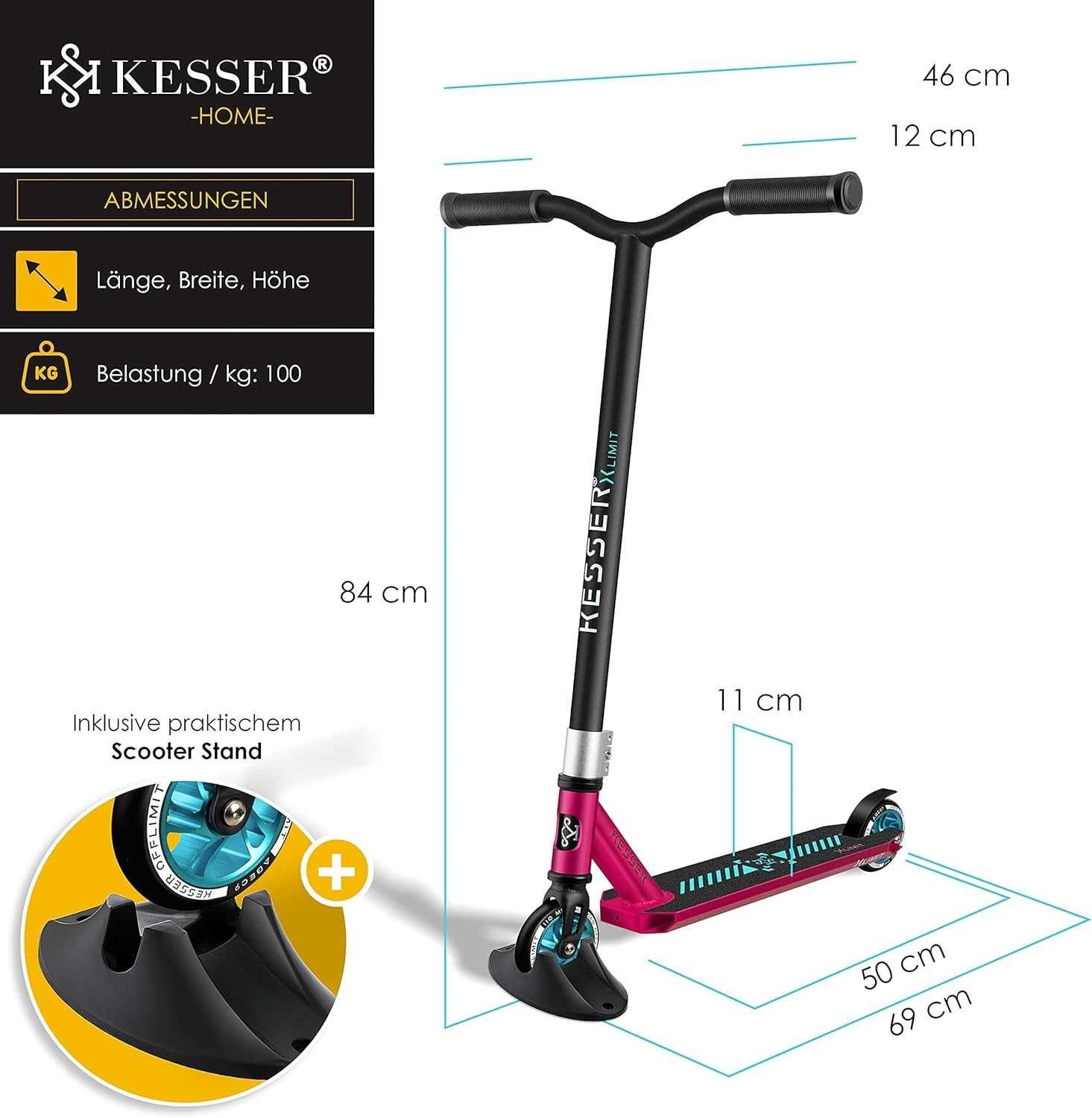 Nowa hulajnoga wyczynowa /KESSER X-Limit / 100kg / Fun Scooter !4235!