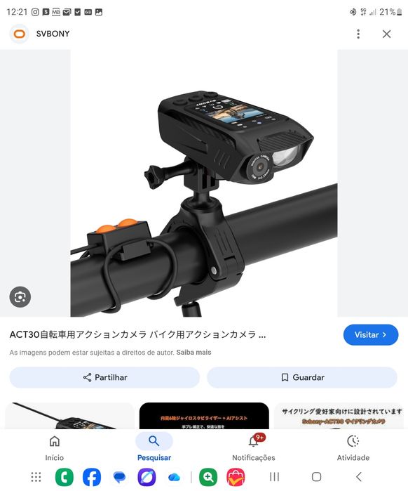 Camera acção para mota e bicicleta.