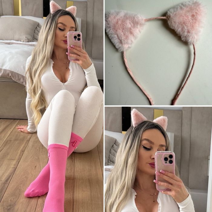 Opaska uszy kotka uszka pluszowe miś pink barbie sinsay halloween