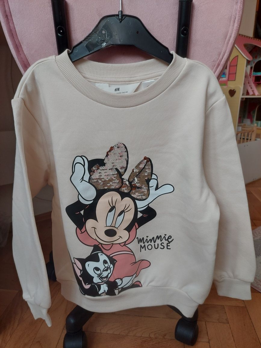 NOWA bluza dziewczęca Minnie H&M 110/116 odwracalne cekiny