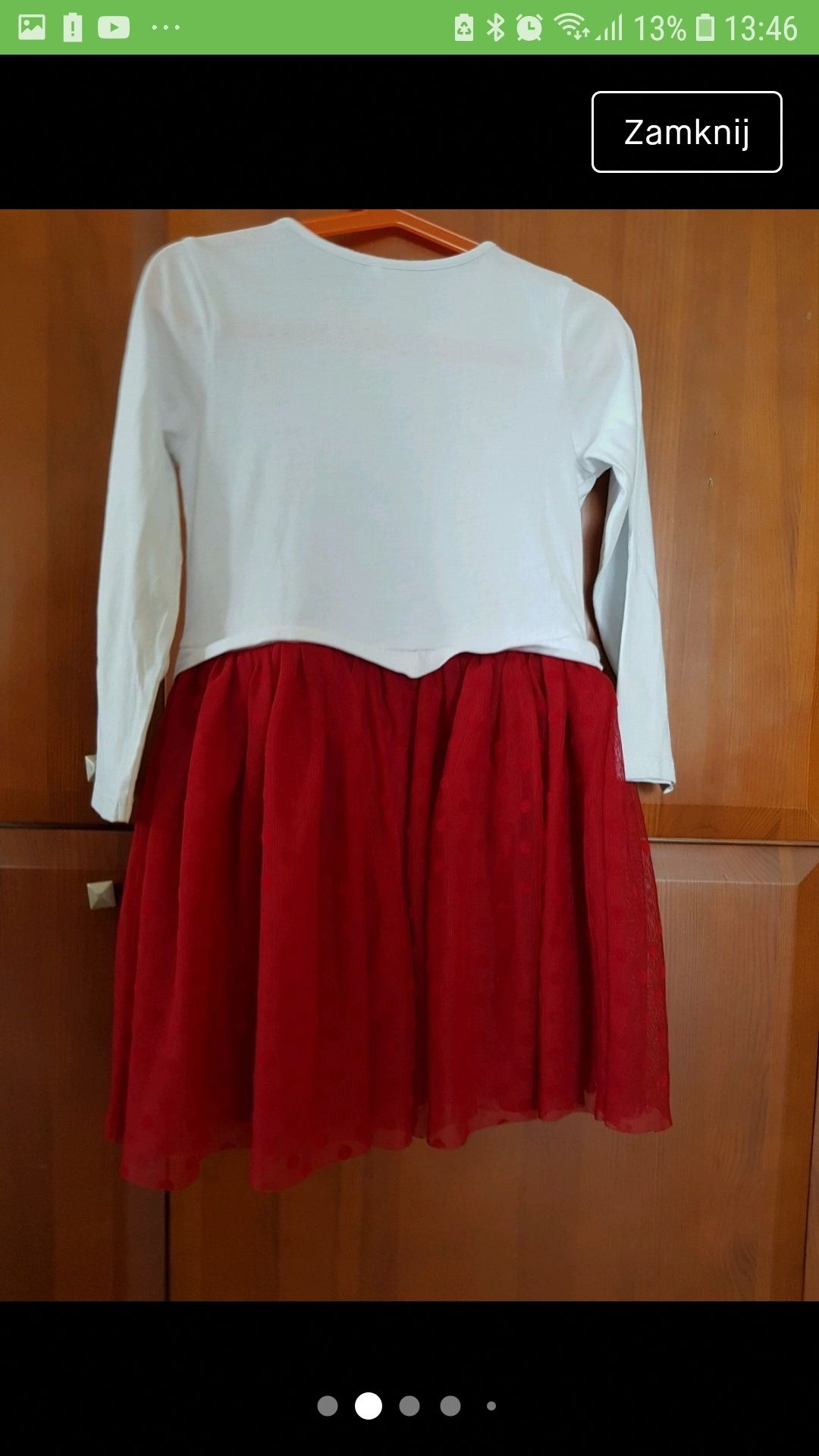 Sukienka biało czerwona 110 cm