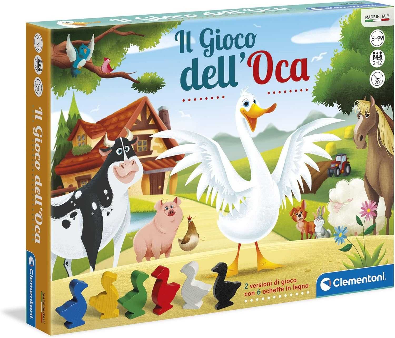 Clementoni Gioco dell'Oca gra planszowa w gęsi drewniane elementy