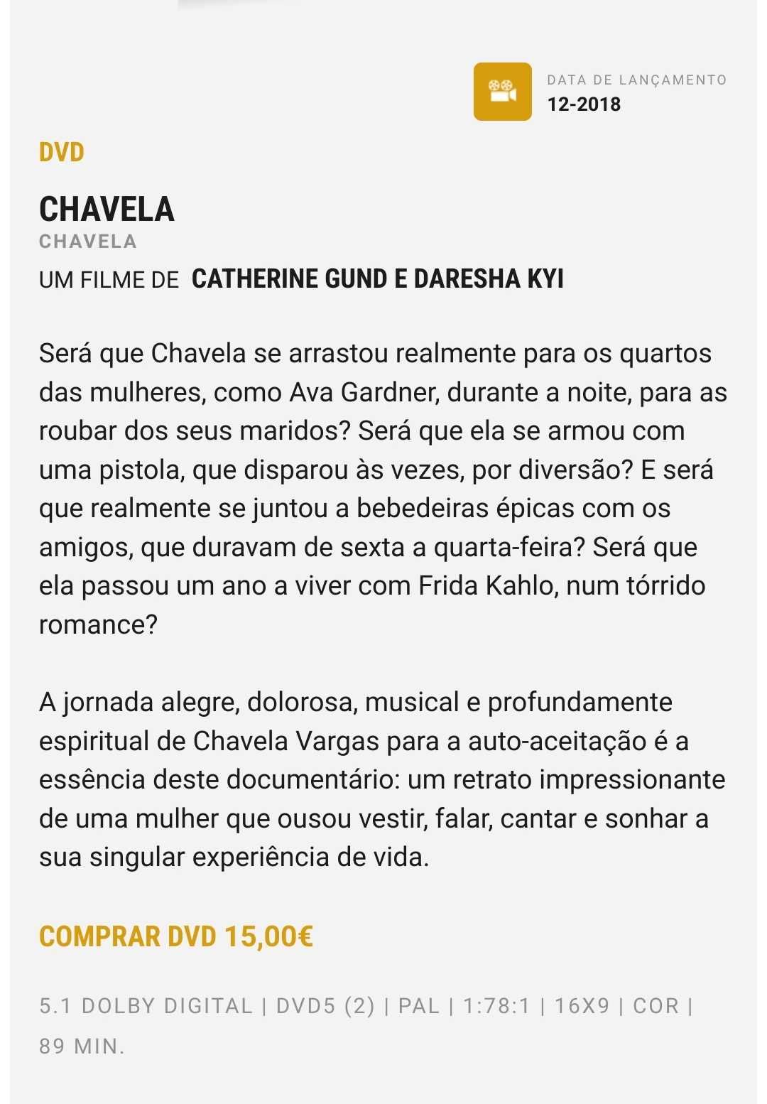 DVD Novo: Chavela