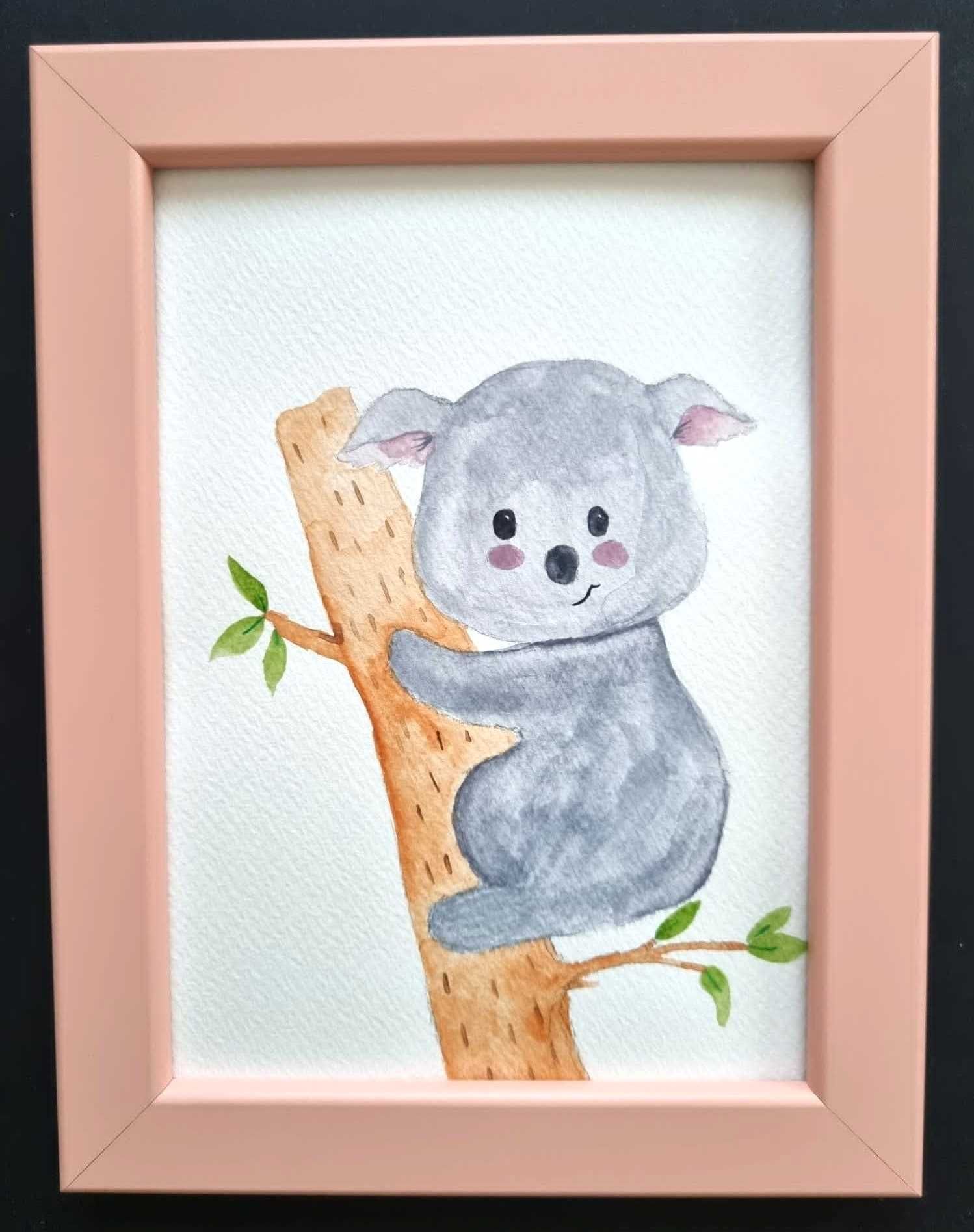 Quadro infantil para decoração com design coala (moldura incluída)