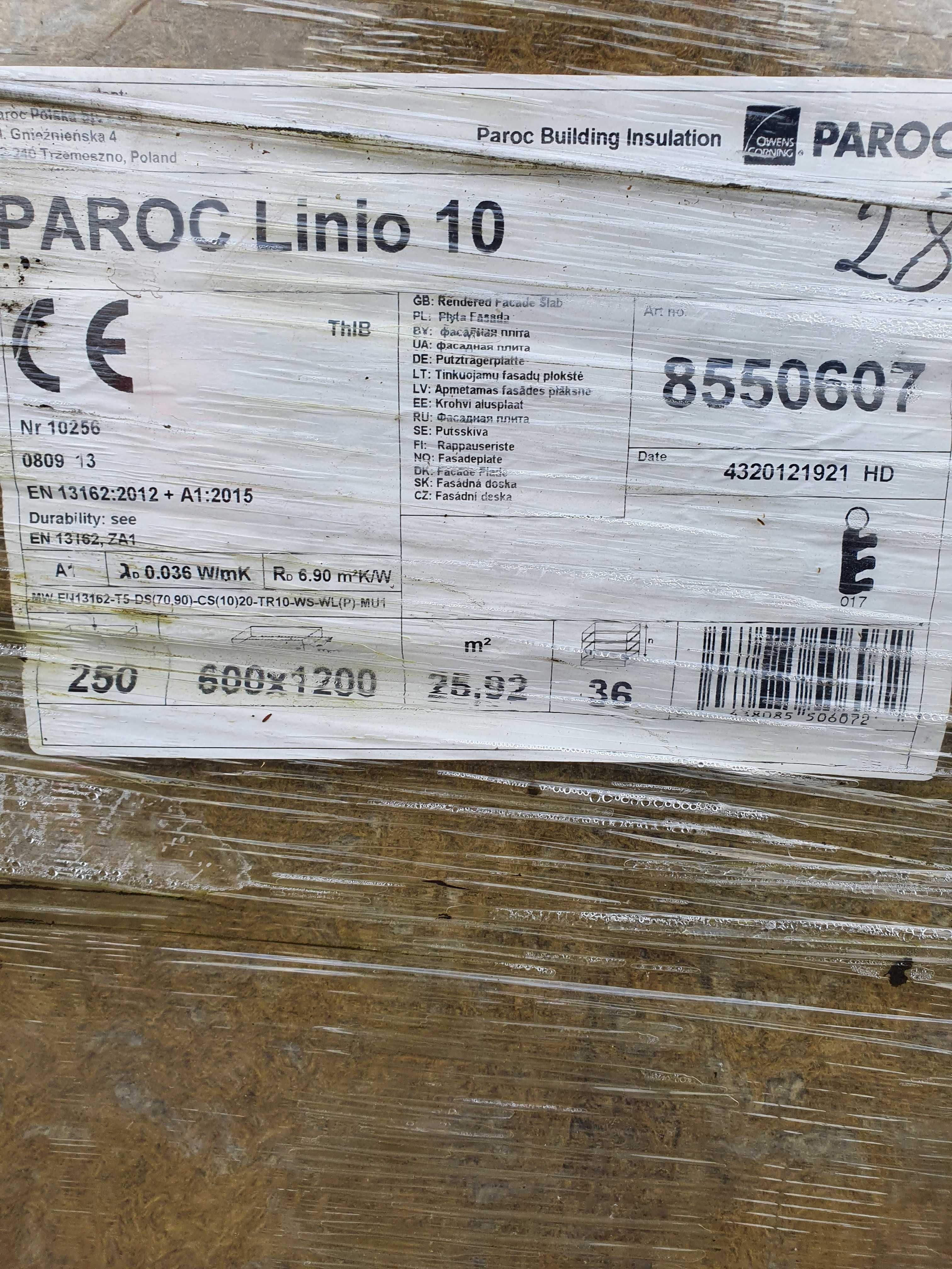 Wełna elewacyjna fasadowa Paroc Linio 10 grubość od 5cm-25cm