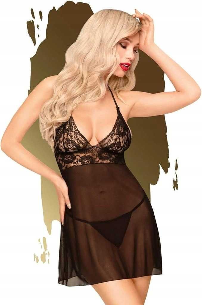 PENTHOUSE Bedtime story mini sukienka nocna z koronką stringami L/XL
